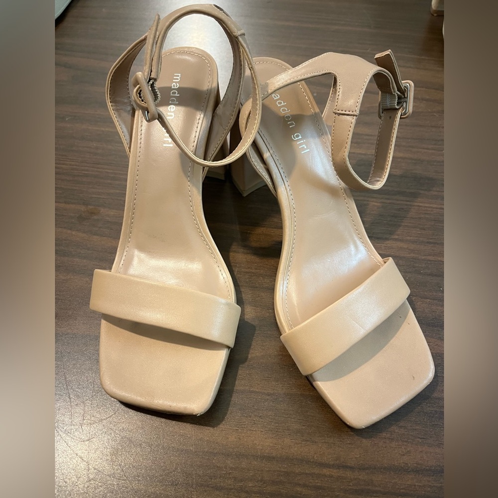 MADDEN GIRL Square-toe Ankle-strap Block Heel